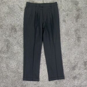 Brooks Brothers 100% Wool Dress Pant Grey Men 35 Straight Leg Pleated Office